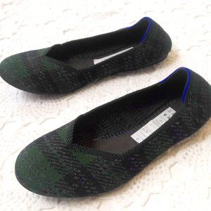 Rothys Ballet Flat Blue Green Tartan Plaid Round Toe Rare Retire 10 Women